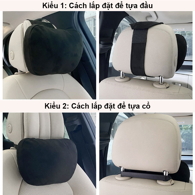 Gối Tựa Đầu, Tựa Lưng Ô Tô -  Chất Liệu Da Lộn Maybach Cao Cấp, Thoáng Khí, Chống Đau Lưng, Mỏi Cổ (Mẫu Mã Sang Trọng) | BigBuy360 - bigbuy360.vn
