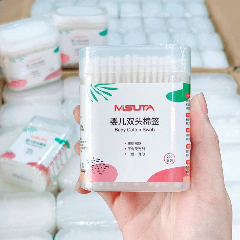 Tăm bông cho bé sơ sinh bông tự nhiên đầu siêu nhỏ