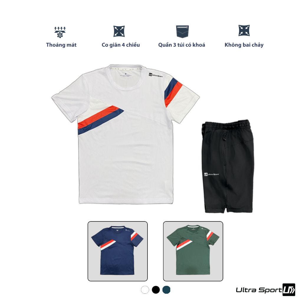 Bộ quần áo thể thao nam cổ tròn Ultra Sport năng động, thấm hút mồ hôi cực nhanh
