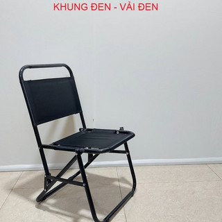 Ghế câu gấp gọn khung đen, ghế câu cá địa hình vải dù khung inox