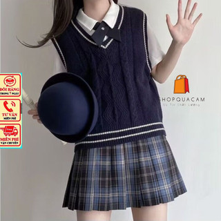 Áo Len Dệt Kim Cổ V Không Tay, Áo Gille Dáng Vừa Phải Phối Viền Màu Siêu Xinh Hàng Qccc Phù Hợp Mặc Đi Chơi Shopquacam