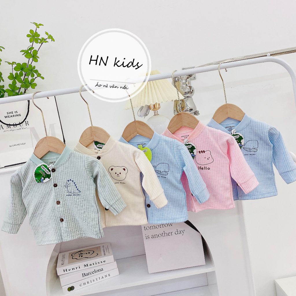 Áo sơ sinh nỉ vân nổi Hnkids