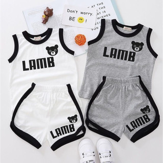 Bộ ba lỗ cho bé chất cotton 4c, bộ ba lỗ bé trai in hình gấu cute - yuumi kids