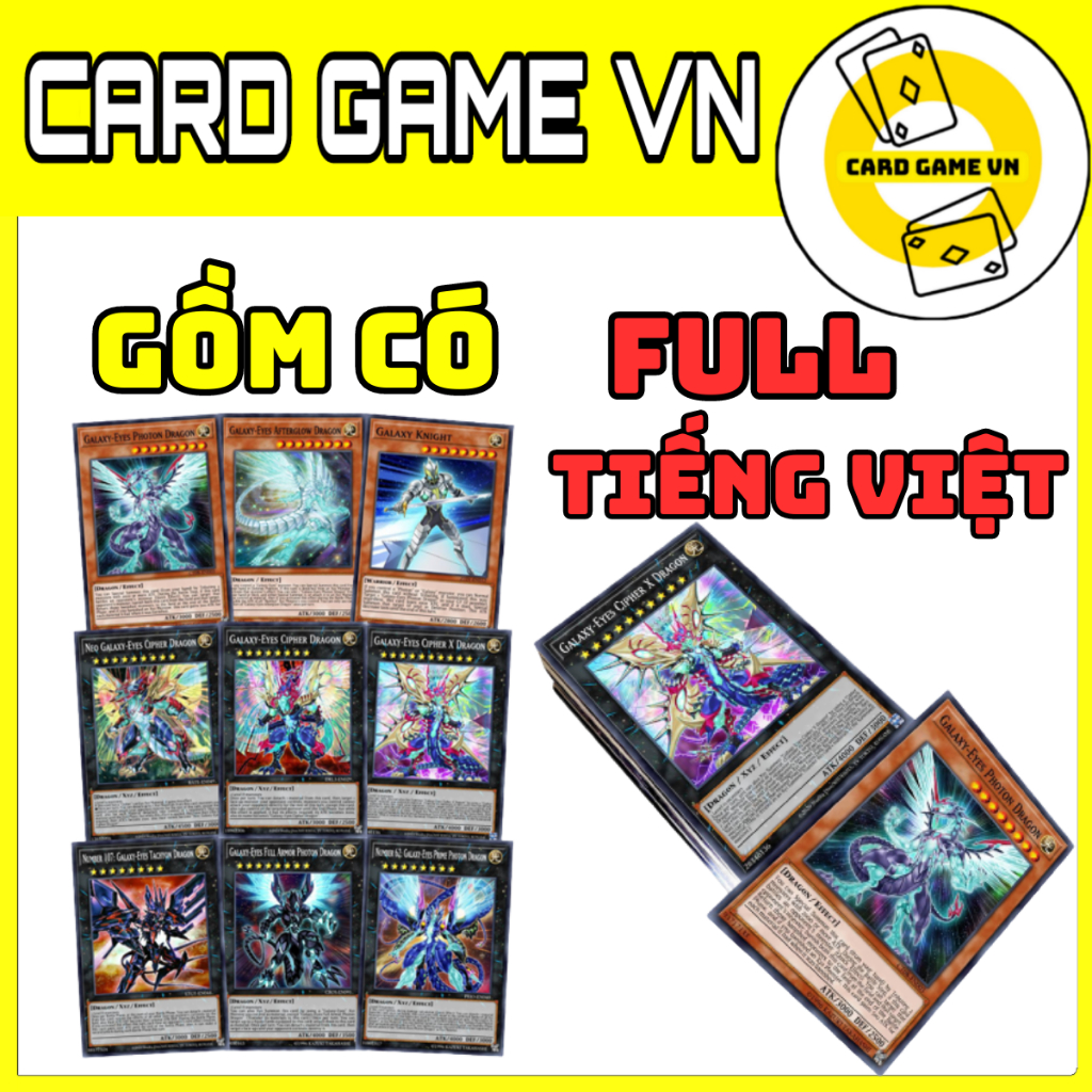 [HCM][BÀI IN] Bài YuGiOh Tiếng Việt/Anh - Bộ 54 lá bài Galaxy Eyes Prime Deck của Kaito Tenjo - Card Game VN