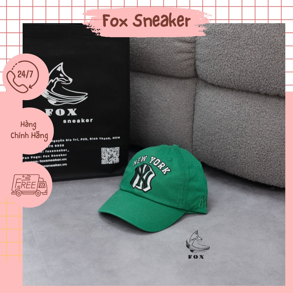 Mũ Nón MLB  New York Yankees 3ACPV013N-50GNP Màu Xanh Green Hàng Chính Hãng - Fox Sneaker