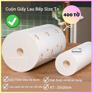 Cuộn giấy lau đa năng ❤️size siêu to 400 tờ❤️ giấy lau bếp bằng vải không dệt cao cấp tái sử dụng nhiều lần giấy bếp
