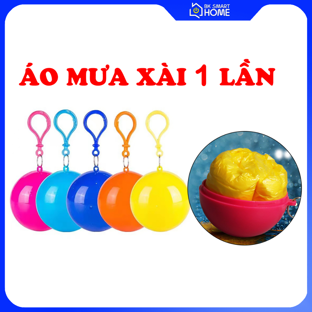Áo mưa xài 1 lần đựng trong trái bóng nhỏ gọn, tiện lợi - Áo mưa dùng mặc một lần đựng trong quả cầu