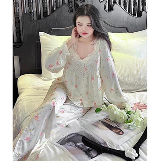 ❤️Hàng QC❤️Bộ ngủ lụa hoa nhí tay dài tiểu thư Lyly_Thanhhien997_lụa satin cao cấp A11260.