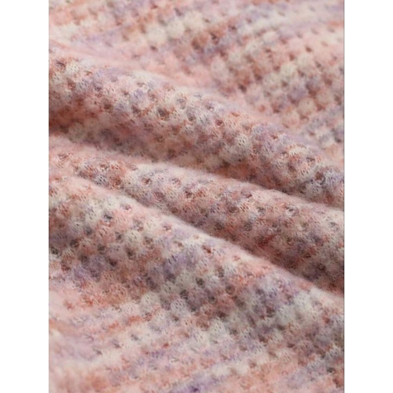 Áo croptop len dệt ô nhiều màu dài tay phong cách thu đông