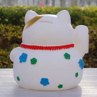 Tô Tượng Thạch Cao Mèo Thần Tài Size Trung - Tượng Tô Màu Cho Bé Tặng 1 Tượng Nhỏ Dễ Thương - Bảo Bình Decor