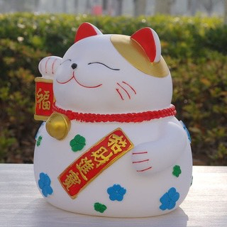 Tô Tượng Thạch Cao Mèo Thần Tài Size Trung - Tượng Tô Màu Cho Bé Tặng 1 Tượng Nhỏ Dễ Thương - Bảo Bình Decor