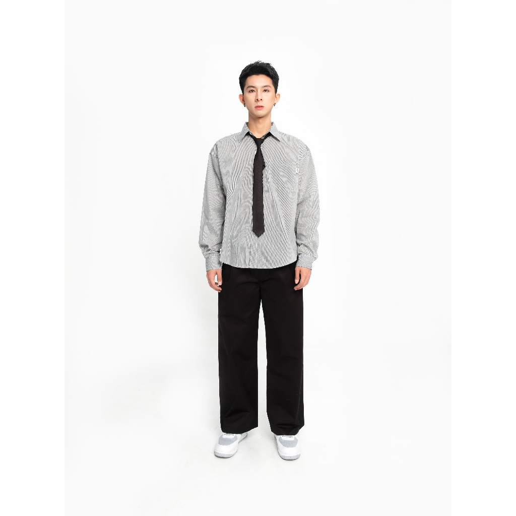 Áo Sơ Mi Casual Stripe Cotton Dài Tay Blue