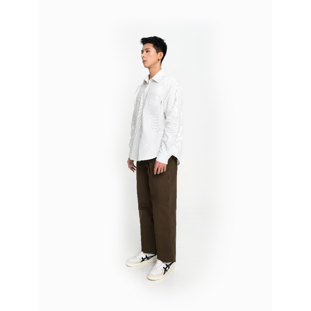 Áo Sơ Mi Casual Stripe Cotton Dài Tay Blue