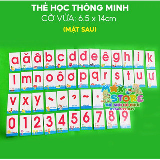 [Cỡ Đại và Vừa ] Bộ 44 Thẻ Học Flashcard 2 Mặt Thông Minh Cỡ Lớn Tổng Hợp Chữ Cái Và Số Đếm Cho Bé