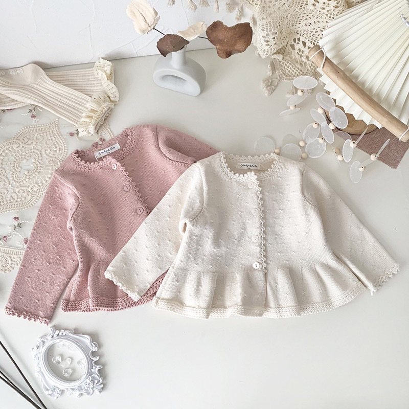 April bébé - Cutemily Áo khoác len tiểu thư mùa đông giữ ấm Cho Bé Gái vạt bèo dễ thương nữ tính