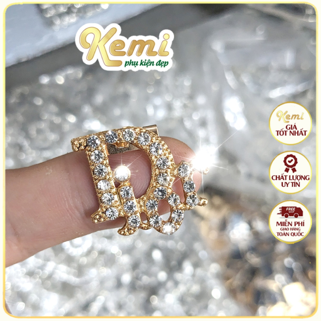 Ghim cài áo sơ mi Di.or đính đá sáng, Tag khuy cài áo hình chữ 2,5 cm gài váy, đầm