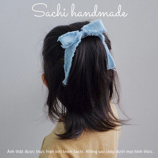 Kẹp rủ denim tua rua handmade by Sachi