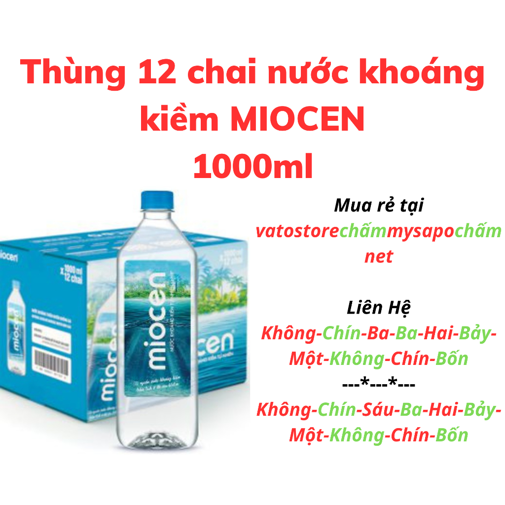 Thùng 12 chai nước khoáng kiềm MIOCEN 1000ml / Lốc 6 chai nước khoáng kiềm MIOCEN 1.0 lít