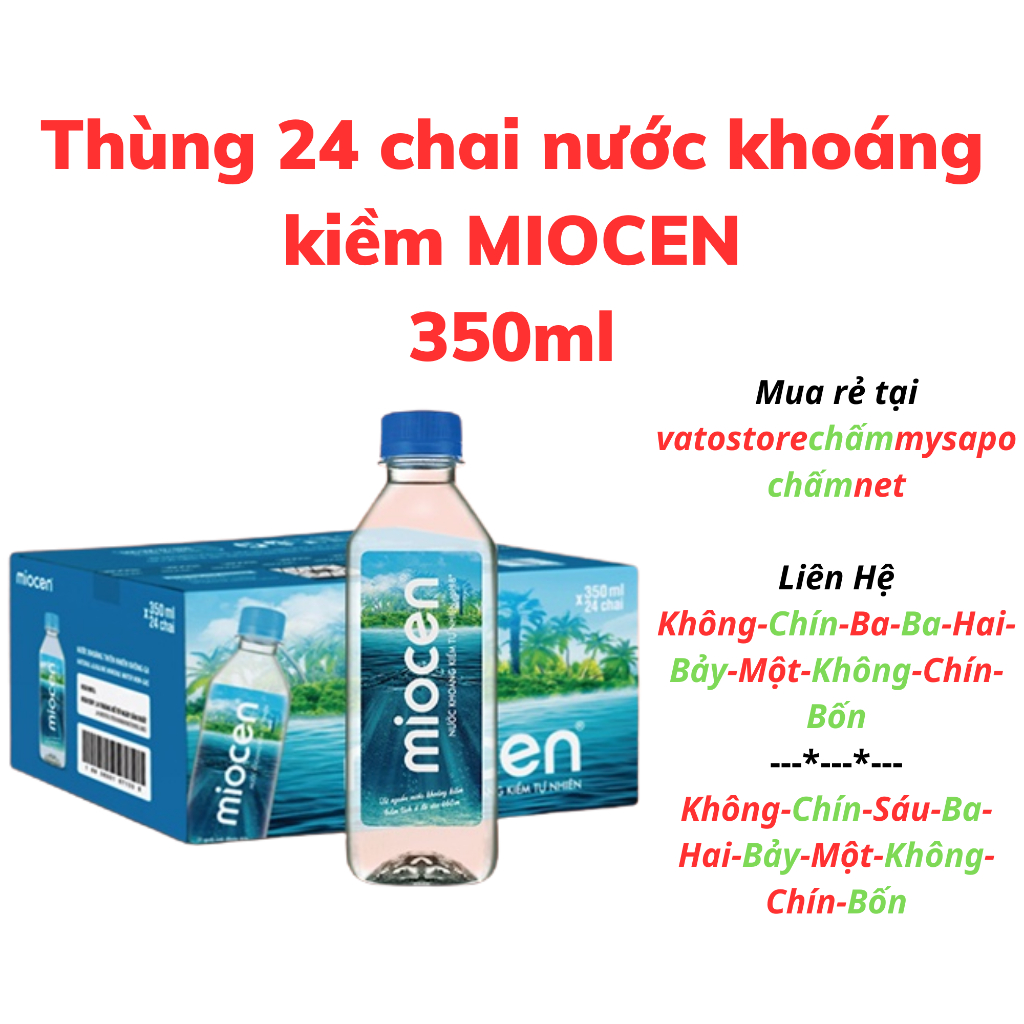 Thùng 24 chai nước khoáng kiềm MIOCEN 350ml / Lốc 6 chai nước khoáng kiềm MIOCEN 350ml