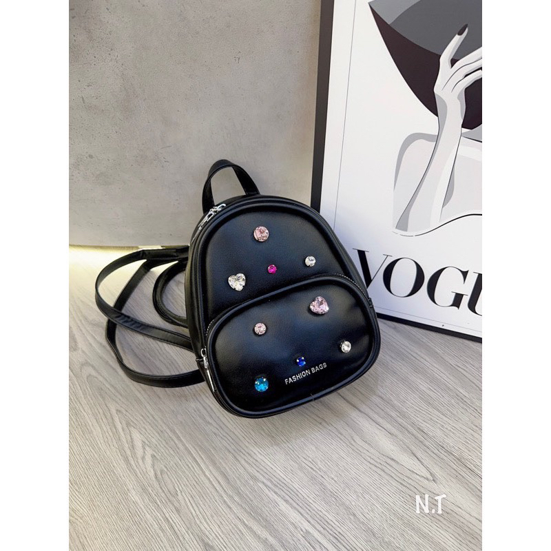 Balo mini đính ngọc màu sắc thời trang xinh xắn