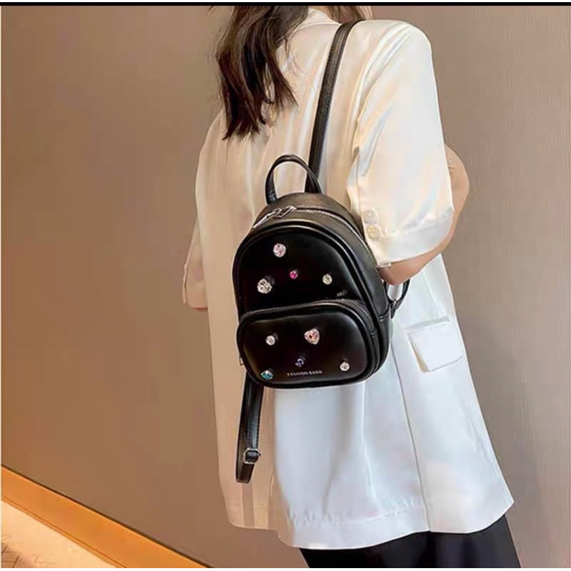 Balo mini đính ngọc màu sắc thời trang xinh xắn