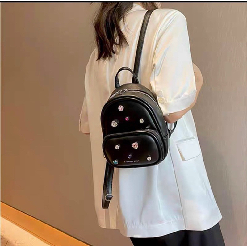 Balo mini đính ngọc màu sắc thời trang xinh xắn