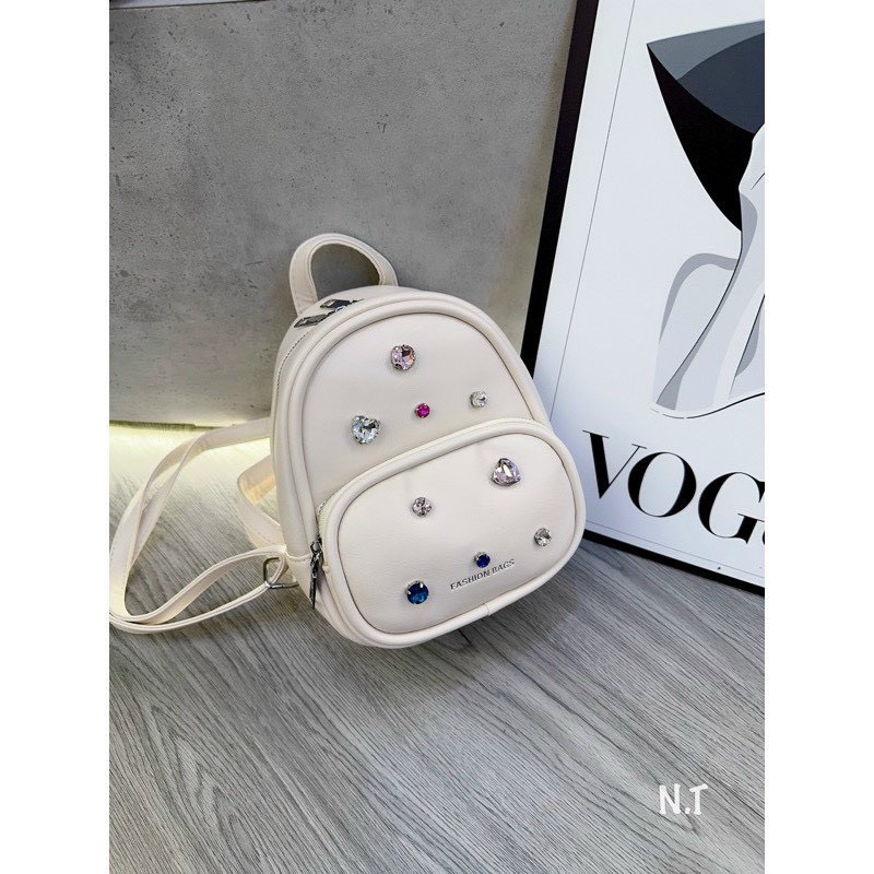 Balo mini đính ngọc màu sắc thời trang xinh xắn