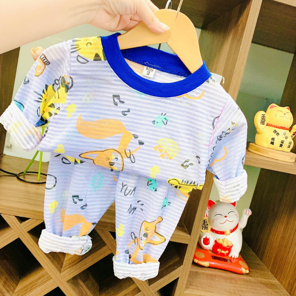 Bộ quần áo dài tay sợi tre thoáng khi, nhiều màu dễ thương cho bé trai, bé gái BD21