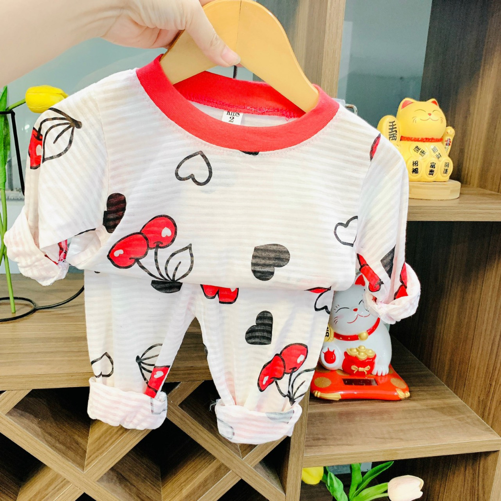 Bộ quần áo dài tay sợi tre thoáng khi, nhiều màu dễ thương cho bé trai, bé gái BD21