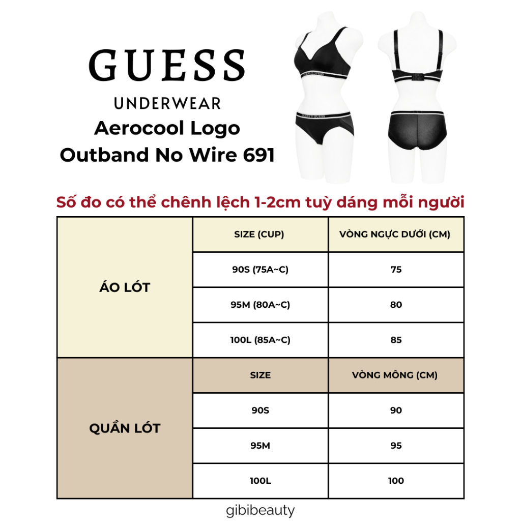 Đồ lót GUESS Aerocool Logo Outband No Wire 691
