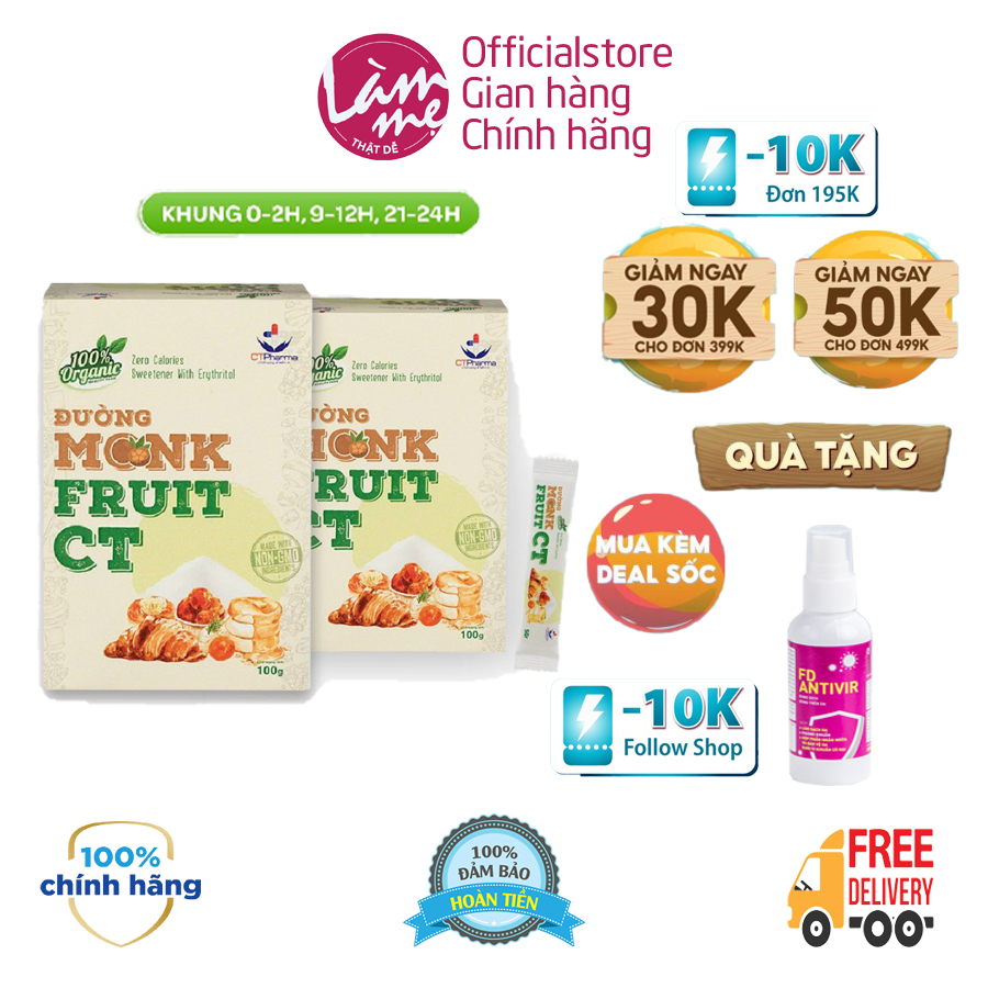 Đường ăn kiêng không tăng đường huyết, đường ăn kiêng la hán quả, đường ăn kiêng cho người tiểu đường Monk Fruit