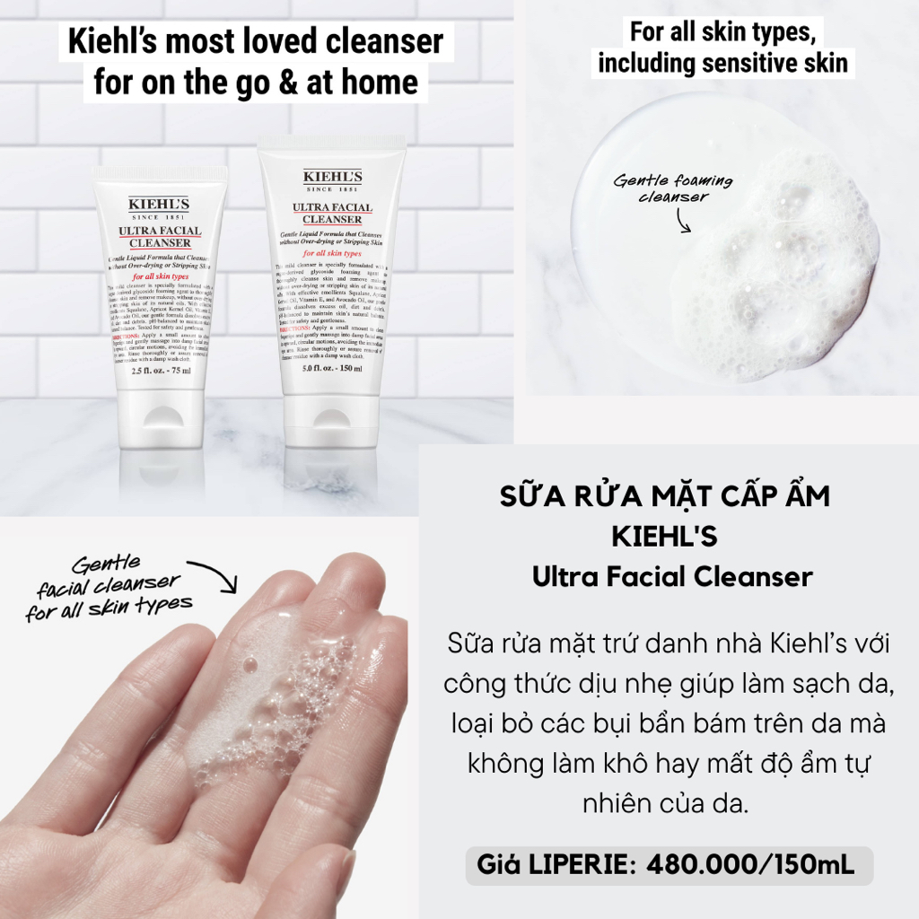 Sữa rửa mặt cấp ẩm Kiehl's Ultra Facial Cleanser