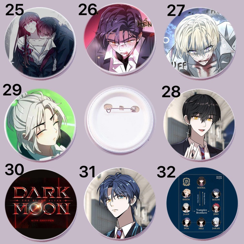 Huy hiệu Dark Moon the blood altar 3 cái chọn mẫu / huy hiệu anime Dark Moon the blood altar