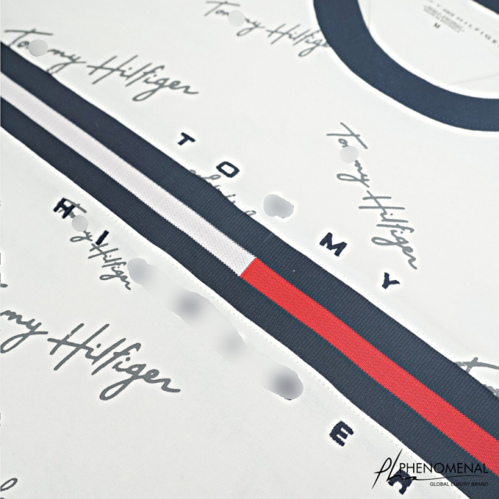 Áo thun Tommy Chữ Ký Signature Flag Logo - Logo Dệt Kim Chất 100%cotton mịn dày 250GSM nặng trên 300gram