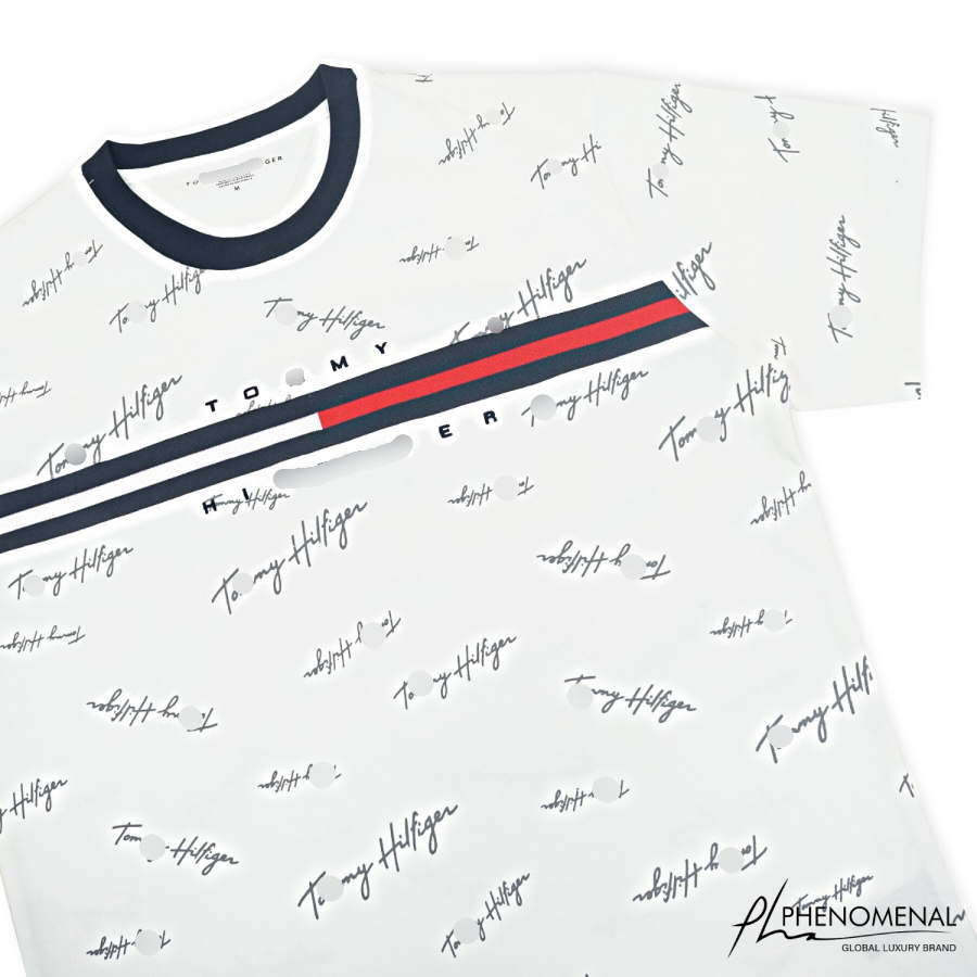 Áo thun Tommy Chữ Ký Signature Flag Logo - Logo Dệt Kim Chất 100%cotton mịn dày 250GSM nặng trên 300gram