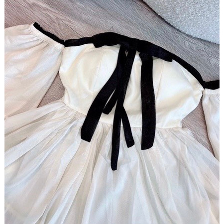 Set Đồ Nữ 💖 Set Áo Trễ Vai Bèo Tiểu Thư Cột Nơ Kèm Chân Váy Hàng QCCC CC07