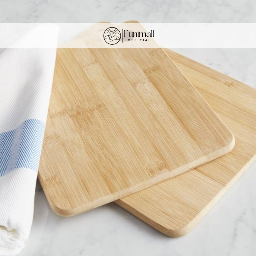 Thớt tre chữ nhật-tròn cao cấp FUNIMALL không mùn, siêu nhẹ, kháng khuẩn, dày dặn