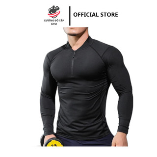 Áo Bomber Thể Thao Nam VQ Sport  thun lạnh tập gym cổ trụ dài tay vải thoáng mát co giãn chuẩn form Nam Tính