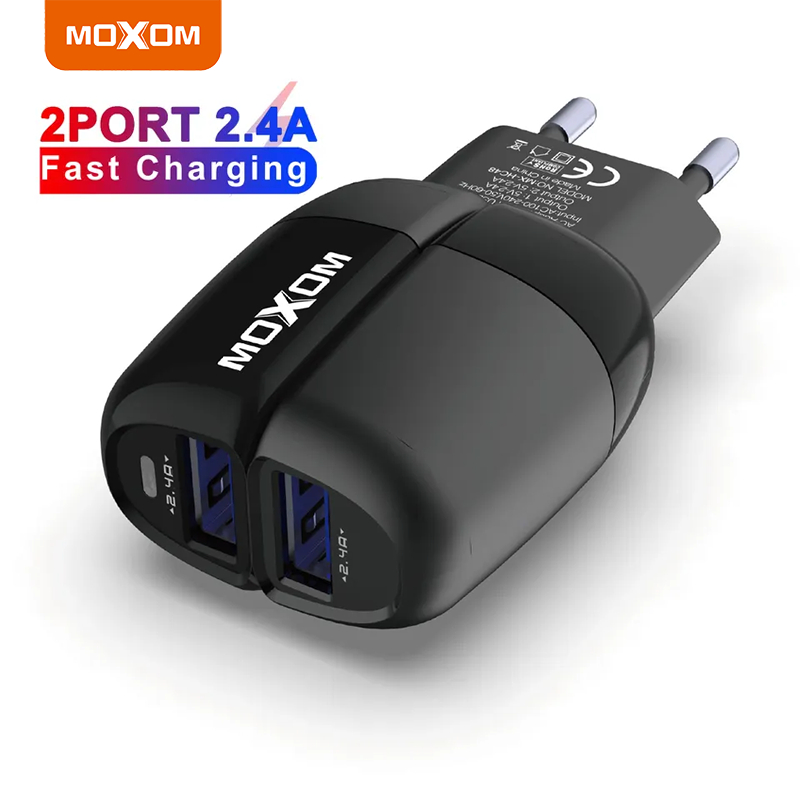 Củ sạc nhanh AUTO-ID MOXOM HC48 2 cổng USB QC 3.0 2.4A sạc nhanh cho iPhone, Samsung, Xiaomi, Huawei, Oppo