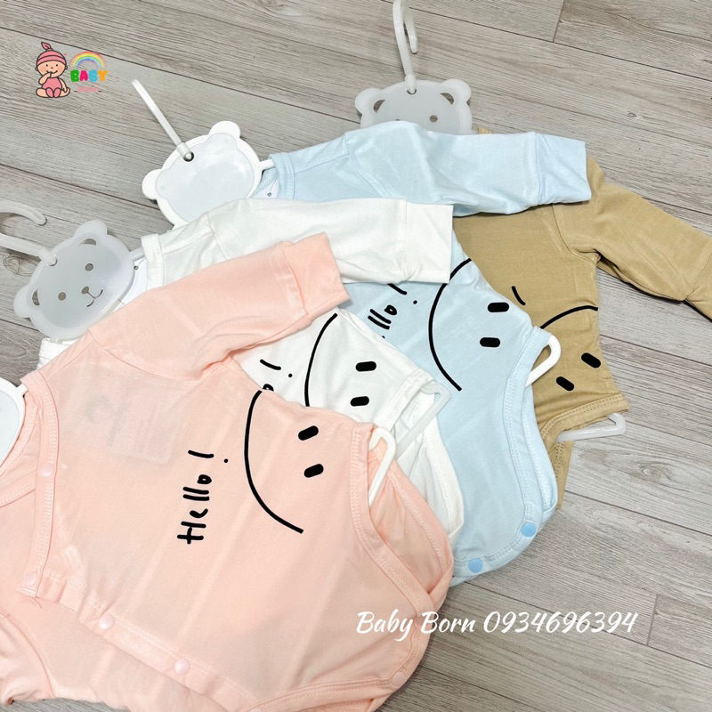 Anminaza - Body chip dài tay sợi tre cài lệch mềm mịn, xinh xắn cho bé AMI0103