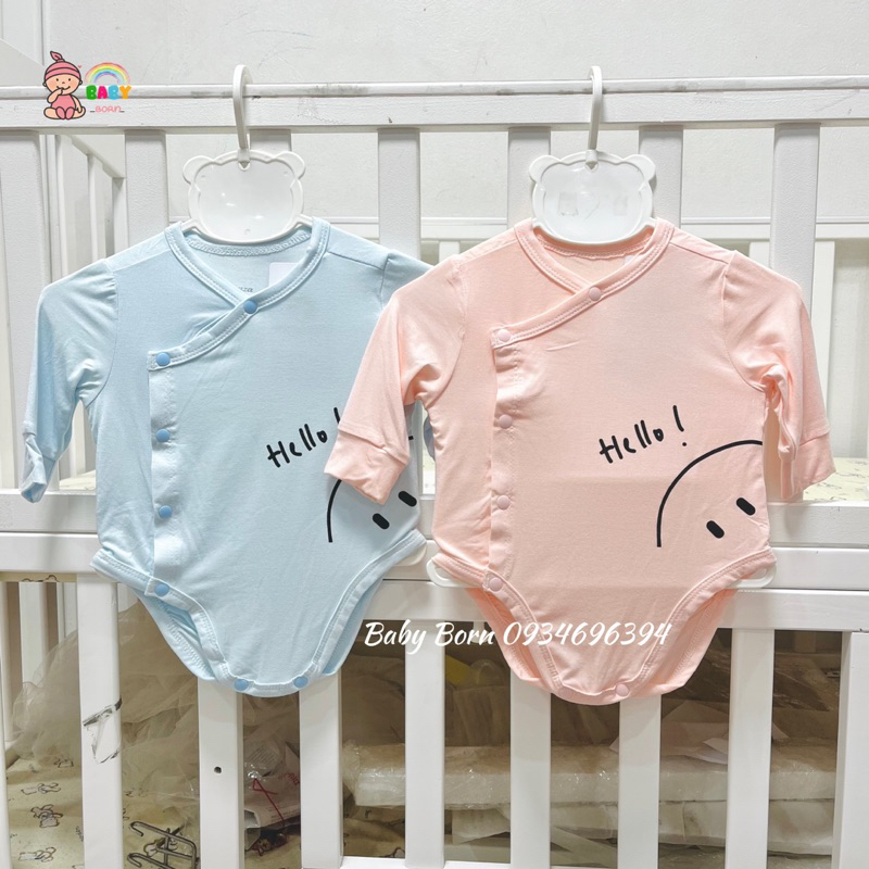 Anminaza - Body chip dài tay sợi tre cài lệch mềm mịn, xinh xắn cho bé AMI0103