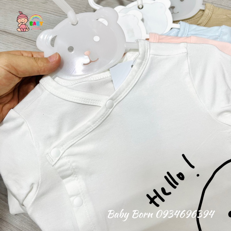 Anminaza - Body chip dài tay sợi tre cài lệch mềm mịn, xinh xắn cho bé AMI0103