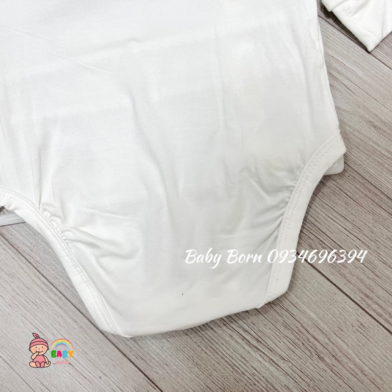 Anminaza - Body chip dài tay sợi tre cài lệch mềm mịn, xinh xắn cho bé AMI0103