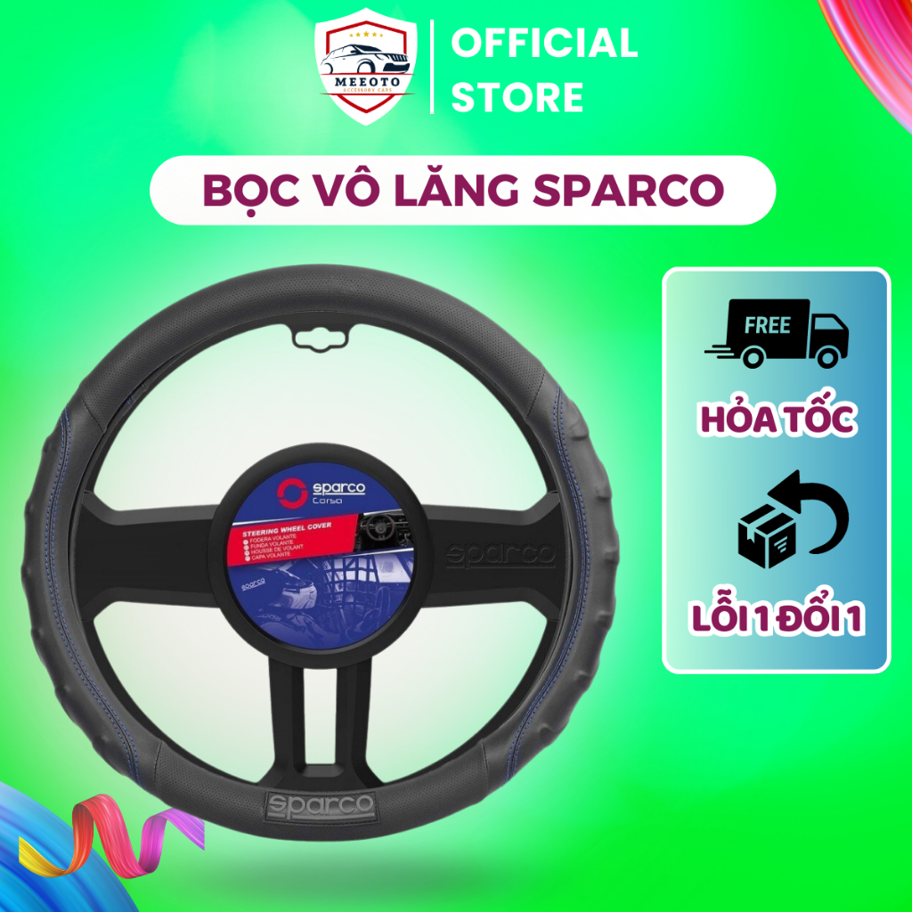 Bọc Vô Lăng Chính Hãng Sparco Meeoto Chất Liệu Da Thật Tay Cầm Êm Thoải Mái Chống Ra Mồ Hồi Ôm Sát Vô Lăng. | BigBuy360 - bigbuy360.vn