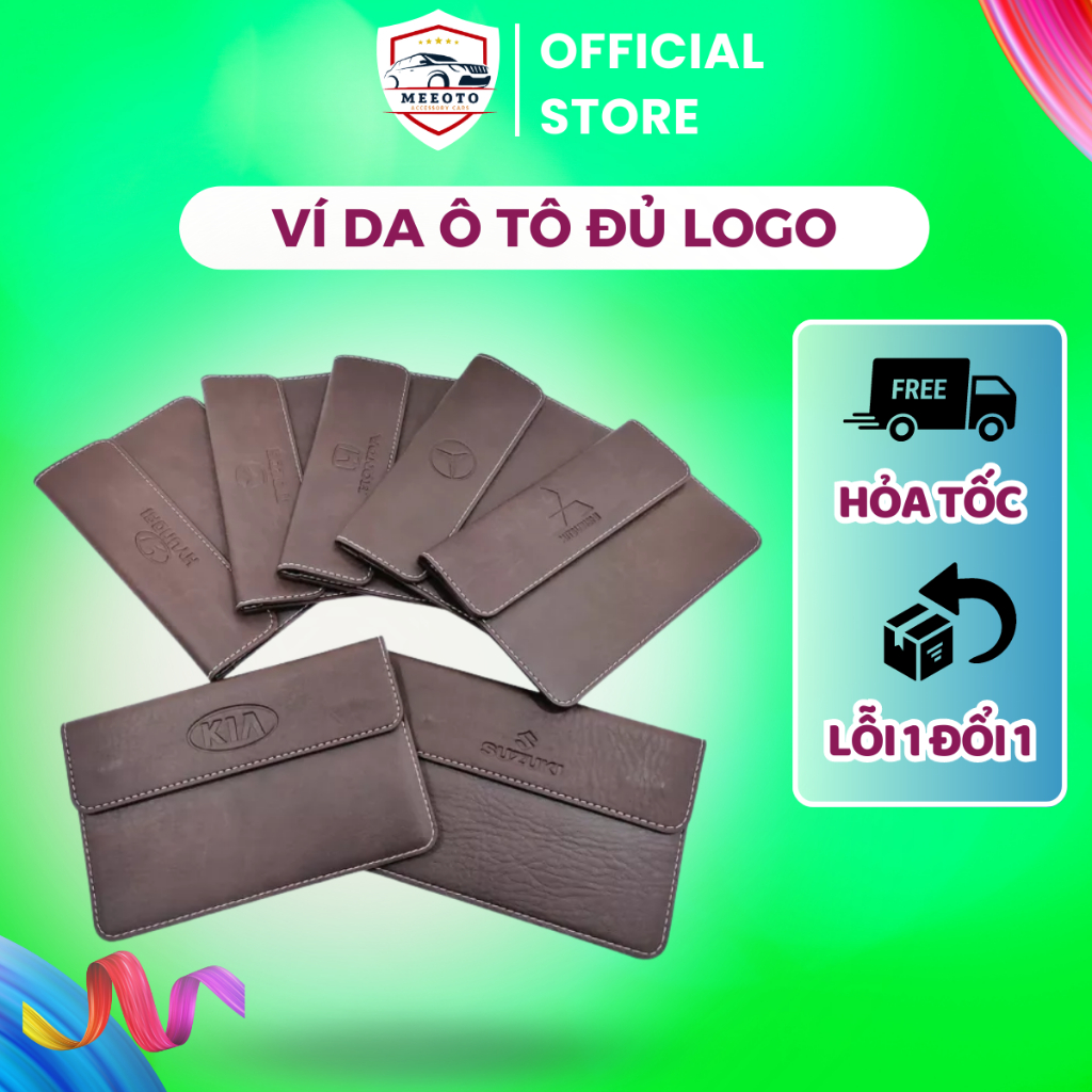 Ví Da Tự Đựng Đăng Kiểm Giấy Tờ Ô Tô Cao Cấp MEEOTO Đầy Đủ Các Dòng Xe