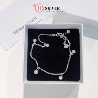 Lắc chân bạc nữ chy silver 6 bi nhỏ xinh bạc ta