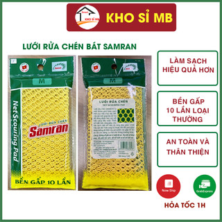 Miếng rửa chén bát SAMRAN chống trầy xước, lưới rửa chén bát cao cấp bền gấp 10 lần kho sỉ mb