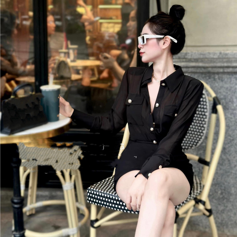 Áo Sơ mi Voan có đệm vai freesize MS204