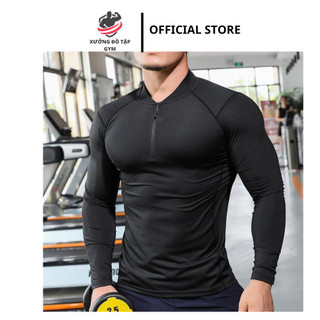Áo Bomber Thể Thao Nam VQ Sport  thun lạnh tập gym cổ trụ dài tay vải thoáng mát co giãn chuẩn form Nam Tính
