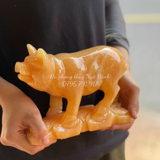Tượng con heo, tượng con lợn , tượng Hợi Giáp đá ngọc hoàng long - Cao 15cm & 20cm